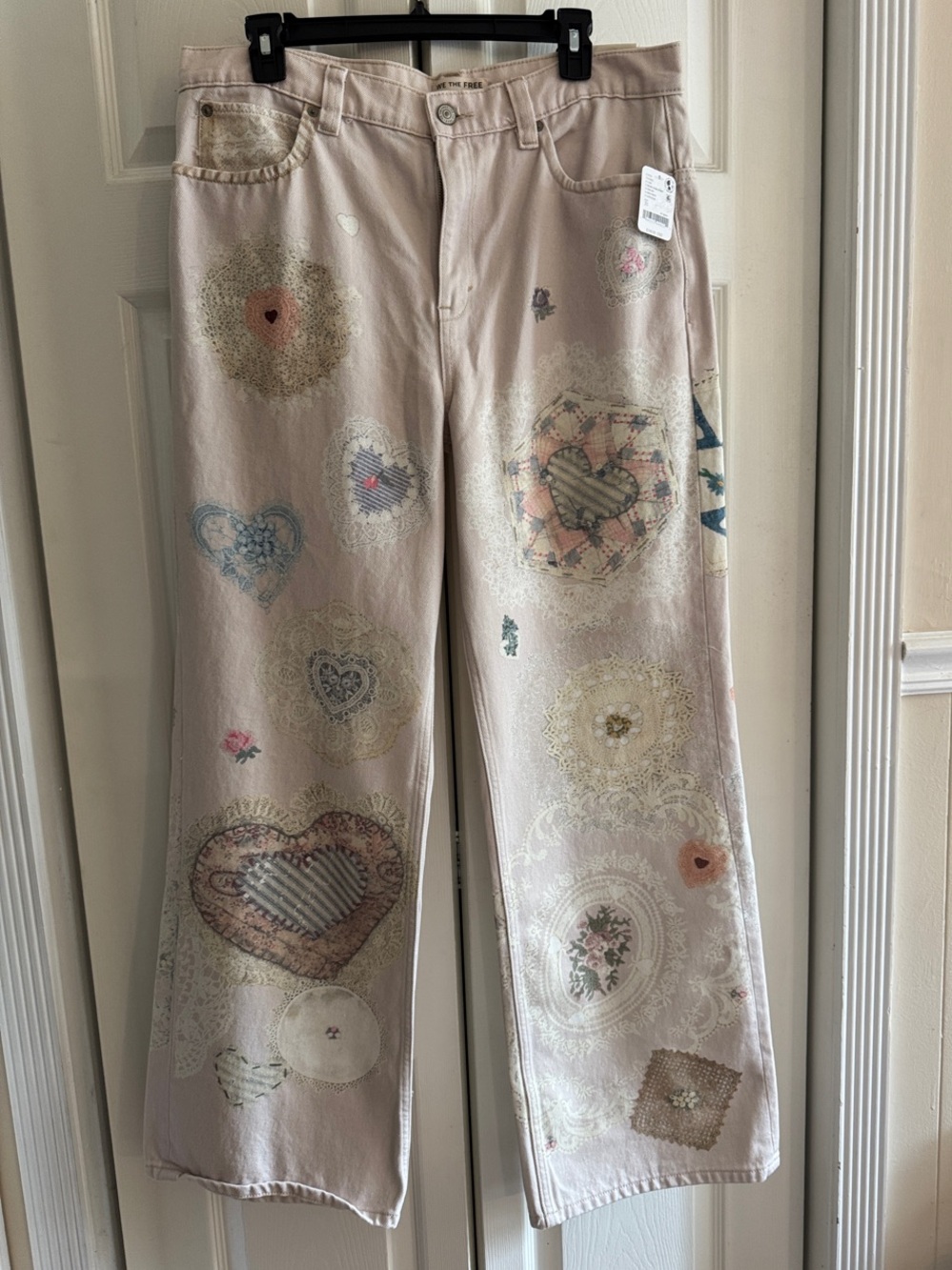 NWT We the Free Printed Straight Leg Heart Wide-Leg Pants Free People 31